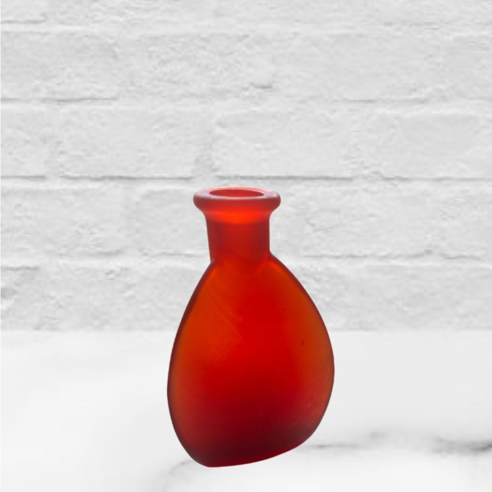 Vintage Italian Antique Circa Early-Mid Century Red Frosted Triangle Glass